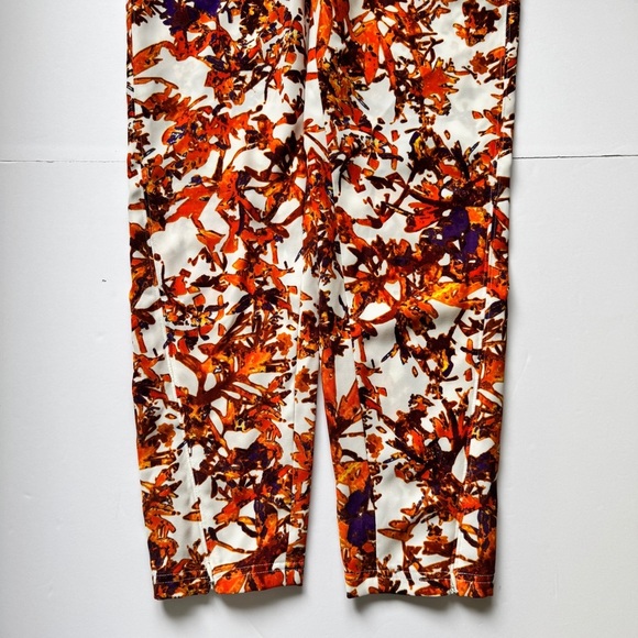 Club Monaco Pants Trousers Botanical Print Orange Tropical Sz 2 - Picture 9 of 15